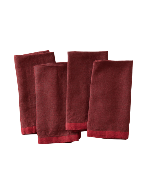 Servietten mit Kontrastrand, 4er-Set
