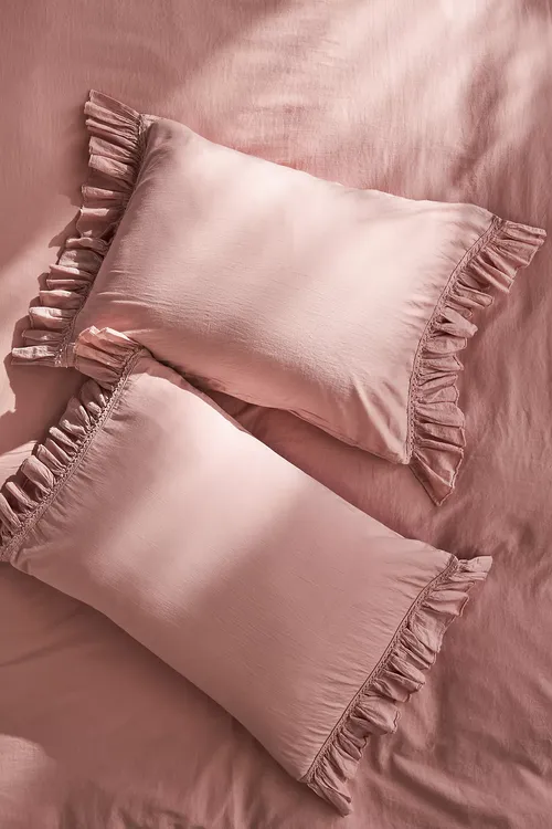 Rüschenbezüge aus Spa-Satin aus Bio-Baumwolle, 2er-Set