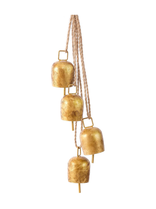 Goldene Vintage-Glocken mit hängendem Seil