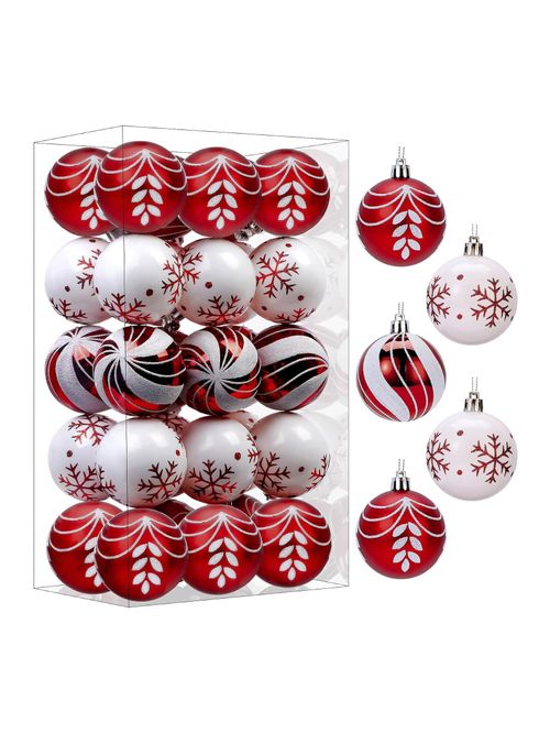 Christbaumkugeln als Ornamente, Rot und Weiß