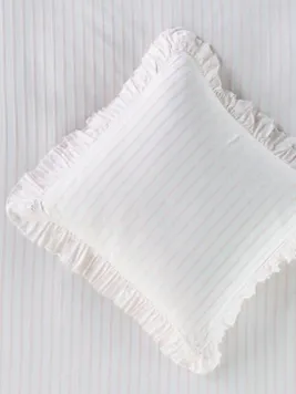Euro-Kissenbezug aus Spa-Satin aus Bio-Baumwolle mit Rüschen