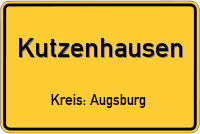 Ortsschild von Kutzenhausen, Kreis Augsburg