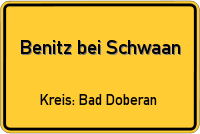 Ortsschild von Benitz bei Schwaan