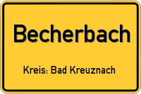 Ortsschild von Becherbach, Pfalz