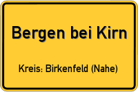 Ortsschild von Bergen bei Kirn