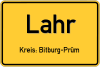 Ortsschild von Lahr, Eifel