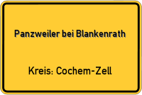 Ortsschild von Panzweiler bei Blankenrath