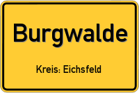 Ortsschild von Burgwalde