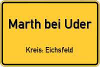 Ortsschild von Marth bei Uder