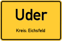 Ortsschild von Uder