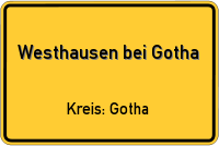 Ortsschild von Westhausen bei Gotha