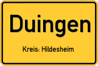 Ortsschild: Duingen Kreis: Hildesheim