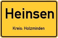 Ortsschild von Heinsen, Weser