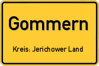 Ortsschild: Gommern Kreis: Jerichower Land