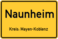 Ortsschild von Naunheim, Maifeld