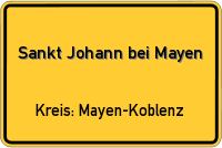 Ortsschild von Sankt Johann bei Mayen