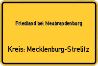 Ortsschild von Friedland bei Neubrandenburg