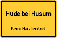 Ortsschild von Hude bei Husum