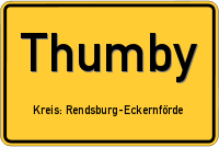 Ortsschild von Thumby, Schwansen