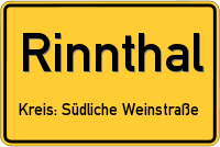 Schild Rinnthal Kreis: Südliche Weinstraße