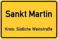 Ortsschild von Sankt Martin, Pfalz