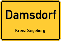 Ortsschild von Damsdorf, Kreis Segeberg