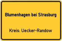 Ortsschild von Blumenhagen bei Strasburg