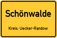 Ortsschild von Schönwalde, Vorpommern