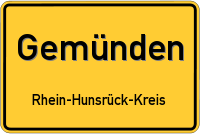 Ortsschild von Gemünden, Hunsrück