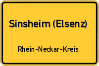 Schild Sinsheim (Elsenz) Rhein-Neckar-Kreis