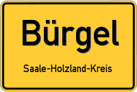 Ortsschild von Bürgel