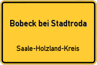 Ortsschild von Bobeck bei Stadtroda