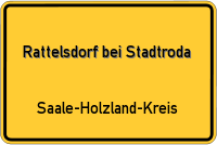 Ortsschild von Rattelsdorf bei Stadtroda