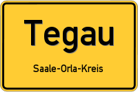 Schild Tegau Saale-Orla-Kreis