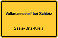 Ortsschild von Volkmannsdorf bei Schleiz