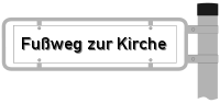 Strassenschild vom Fußweg zur Kirche