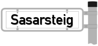 Strassenschild vom Sasarsteig