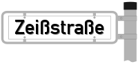 Straßenschild: Zeißstraße